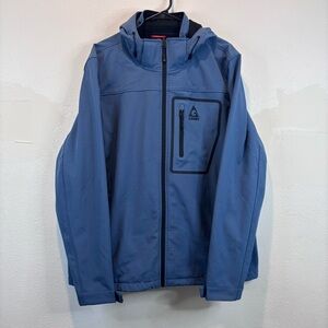 Gerry Men’s Blue Softshell Jacket Wind & Water Resistant Sz XL Zip Off Hood